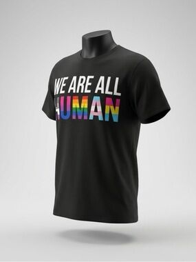 Spencer's Black 'We Are All Human' Rainbow Letter Tee